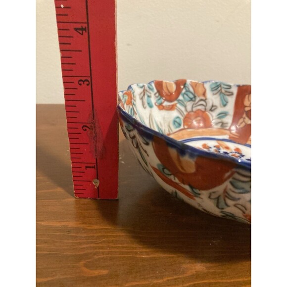 Vintage Japanese Imari Bowl Porcelain Round Scalloped Edges Pedestal 6" x 2.5" - Picture 12 of 15